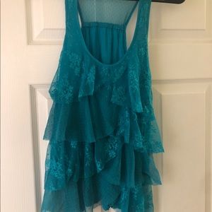 Beautiful Turquoise Layered Tank Top